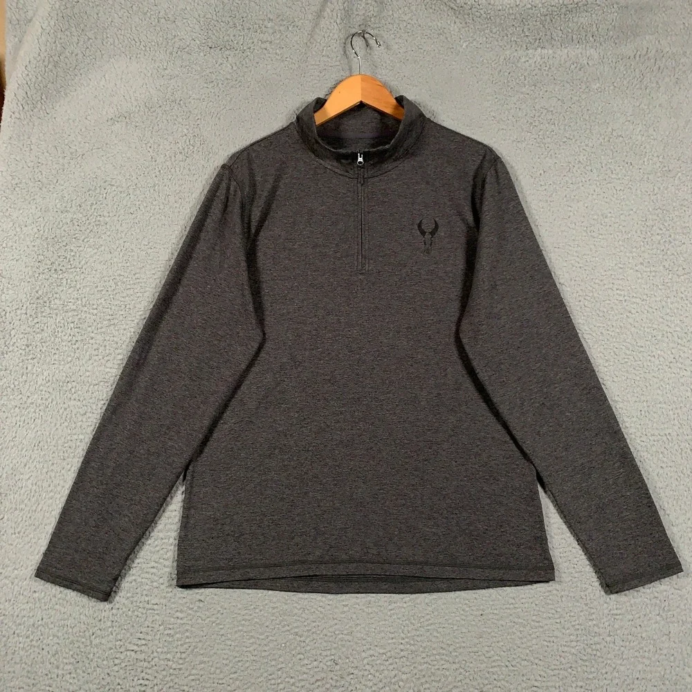 Badlands Every Wear LW 1/4 Zip Pullover Men's Large Gray Heather Outdoor Stretch